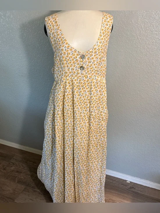 Vintage Compaigne Internationale Express Floral Yellow Maxi Dress Jumper Large - Picture 1 of 12